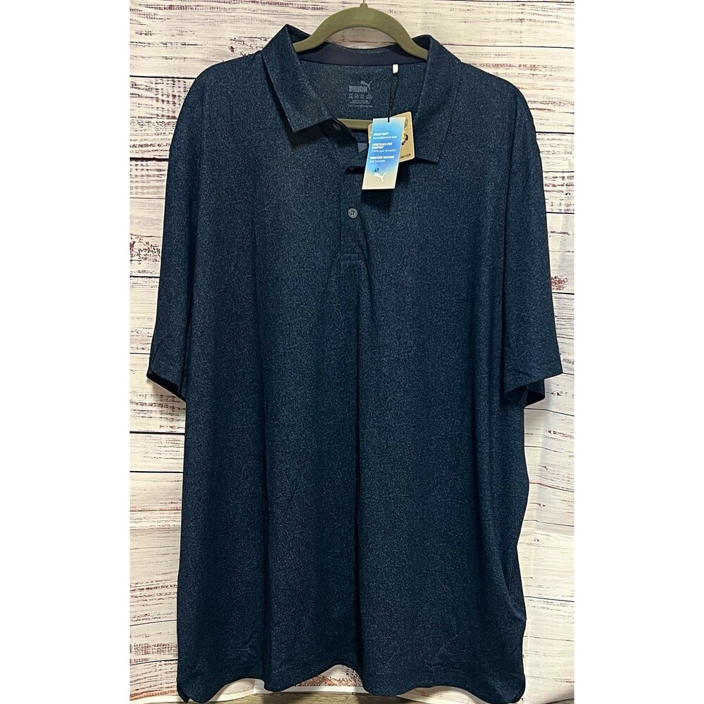 NWT Puma Golf Mens XXL Cloudspun Primary Polo Shirt Evening Sky Navy Heather